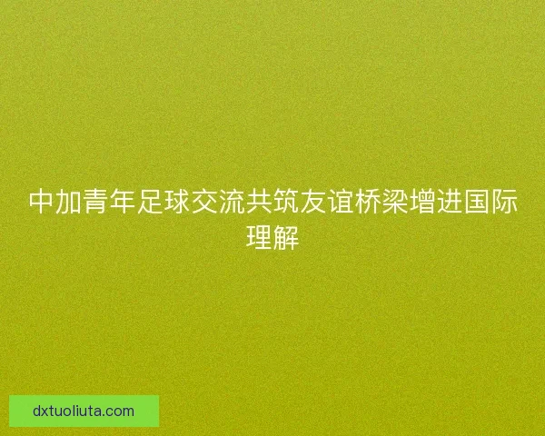 中加青年足球交流共筑友谊桥梁增进国际理解